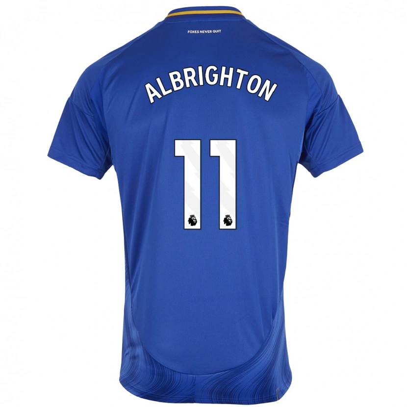 Danxen Enfant Maillot Marc Albrighton #11 Bleu Blanc Tenues Domicile 2024/25 T-Shirt