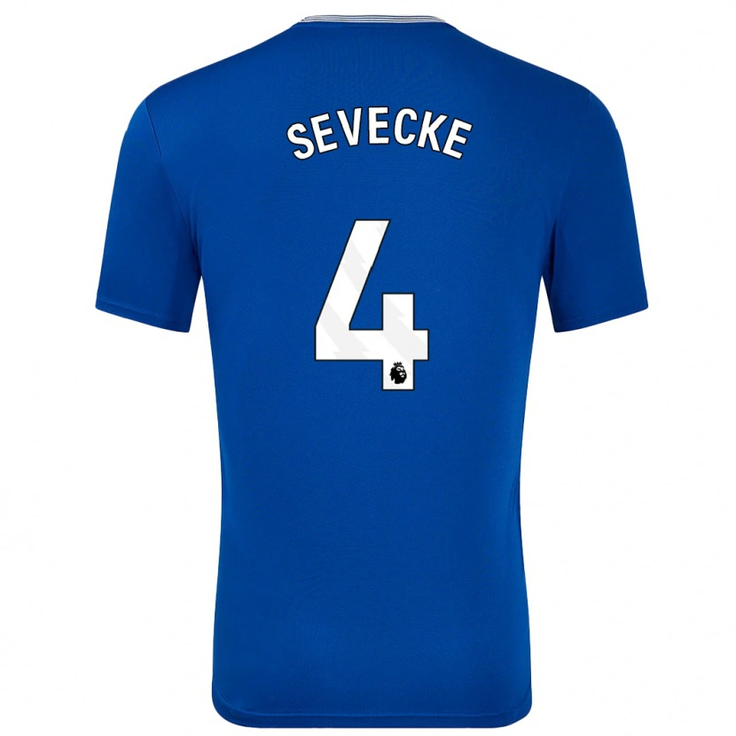 Danxen Enfant Maillot Rikke Sevecke #4 Bleu Avec Tenues Domicile 2024/25 T-Shirt