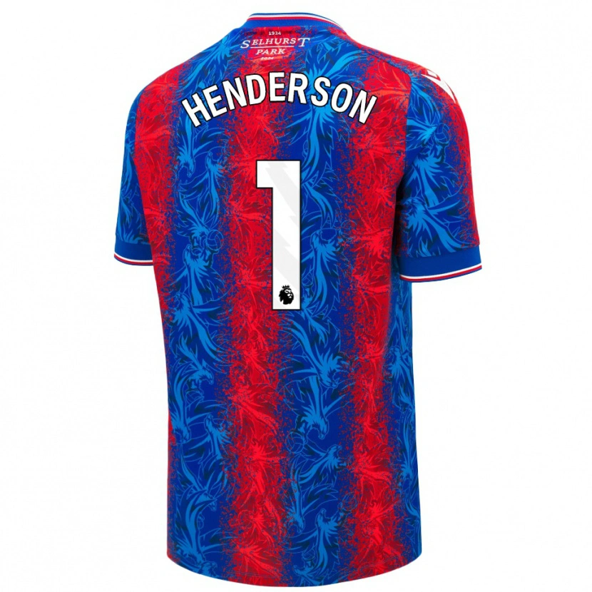 Danxen Enfant Maillot Dean Henderson #1 Rayures Rouges Et Bleues Tenues Domicile 2024/25 T-Shirt