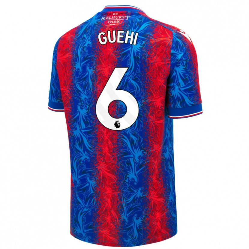 Danxen Enfant Maillot Marc Guéhi #6 Rayures Rouges Et Bleues Tenues Domicile 2024/25 T-Shirt