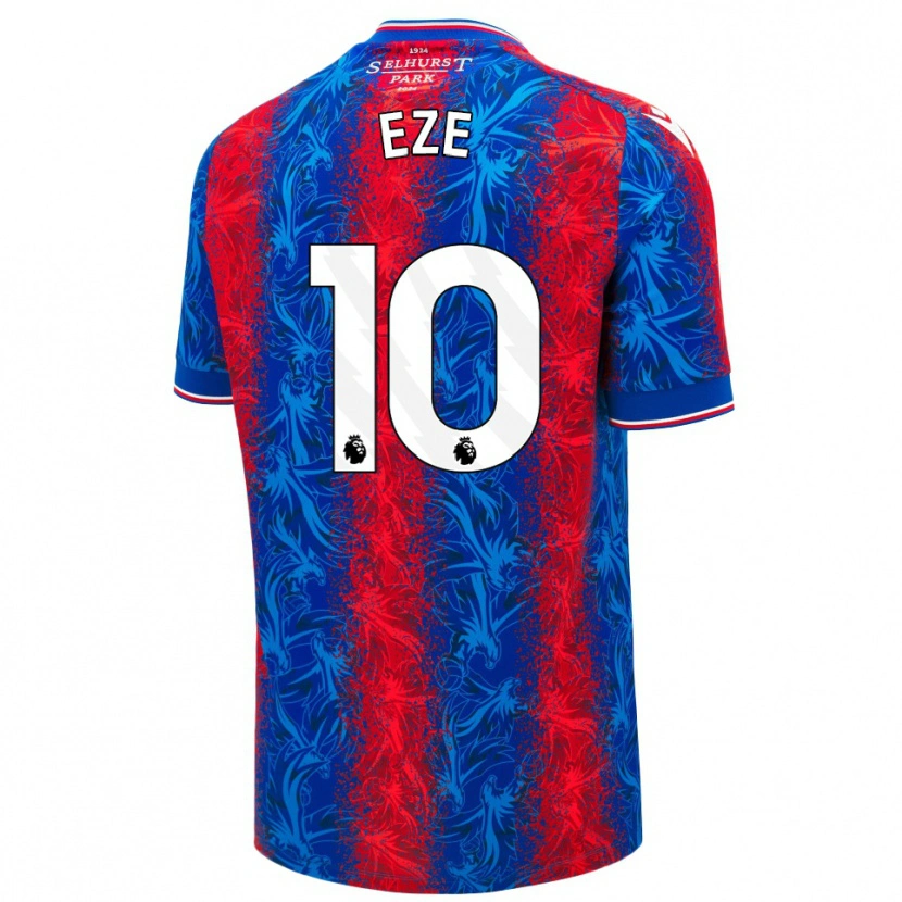 Danxen Enfant Maillot Eberechi Eze #10 Rayures Rouges Et Bleues Tenues Domicile 2024/25 T-Shirt