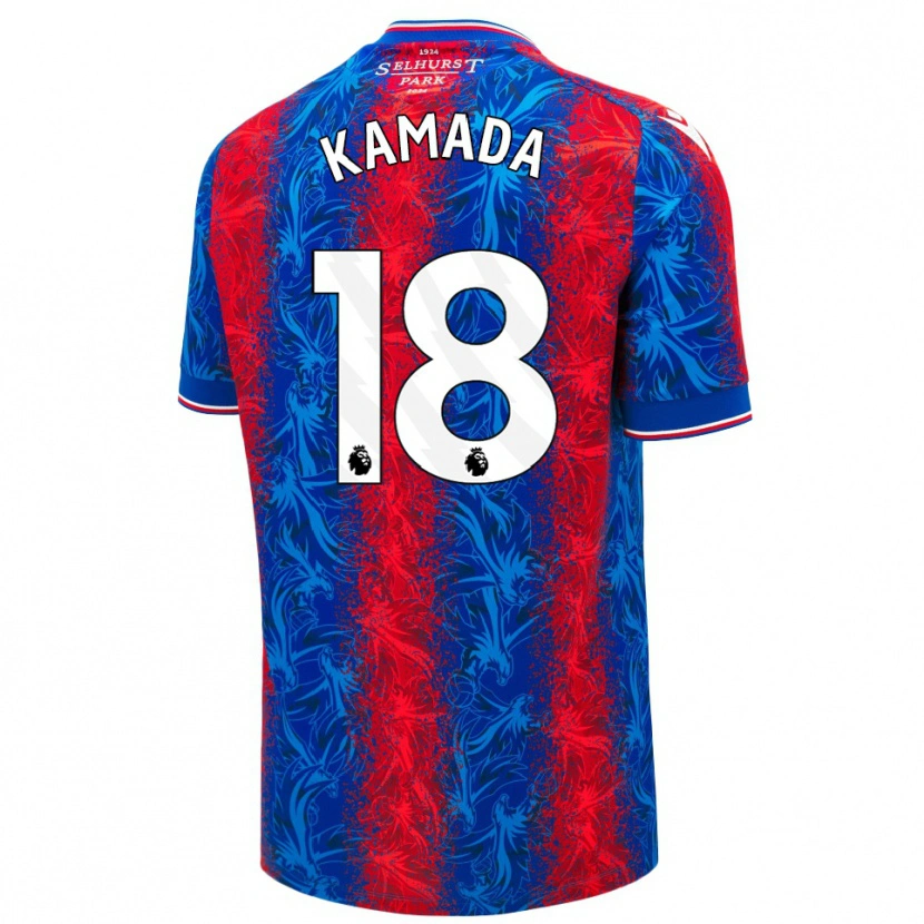 Danxen Enfant Maillot Daichi Kamada #18 Rayures Rouges Et Bleues Tenues Domicile 2024/25 T-Shirt