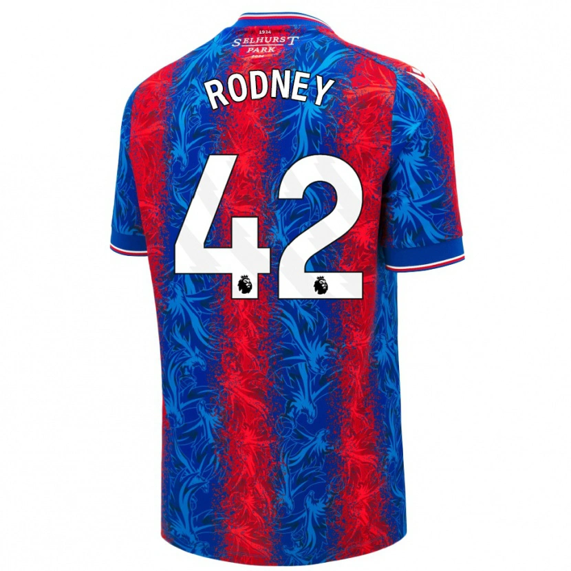 Danxen Enfant Maillot Kaden Rodney #42 Rayures Rouges Et Bleues Tenues Domicile 2024/25 T-Shirt