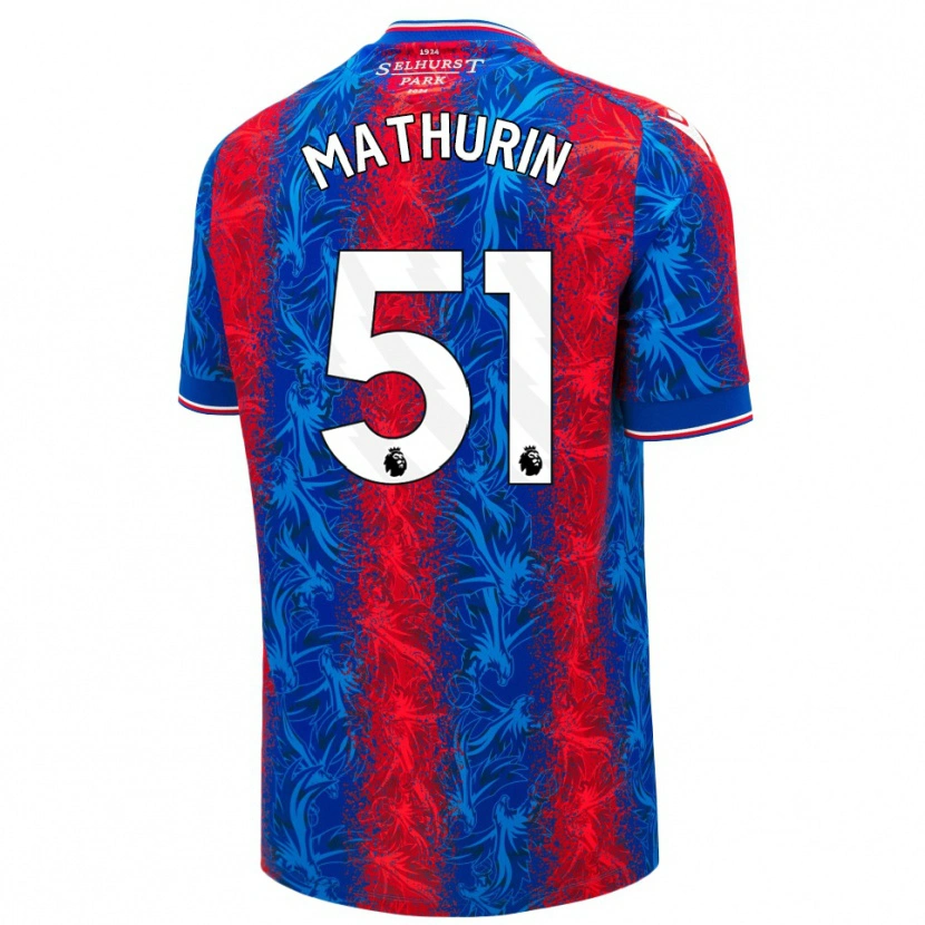 Danxen Enfant Maillot Roshaun Mathurin #51 Rayures Rouges Et Bleues Tenues Domicile 2024/25 T-Shirt