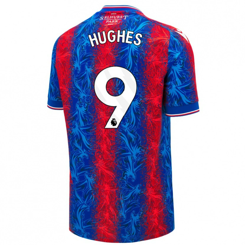 Danxen Enfant Maillot Elise Hughes #9 Rayures Rouges Et Bleues Tenues Domicile 2024/25 T-Shirt