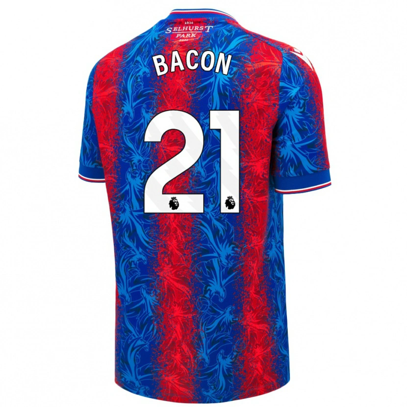 Danxen Enfant Maillot Skye Bacon #21 Rayures Rouges Et Bleues Tenues Domicile 2024/25 T-Shirt