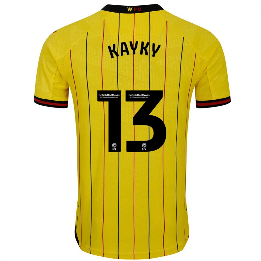 Danxen Enfant Maillot Kayky Almeida #13 Jaune Et Noir Tenues Domicile 2024/25 T-Shirt