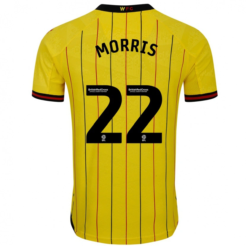 Danxen Enfant Maillot James Morris #22 Jaune Et Noir Tenues Domicile 2024/25 T-Shirt