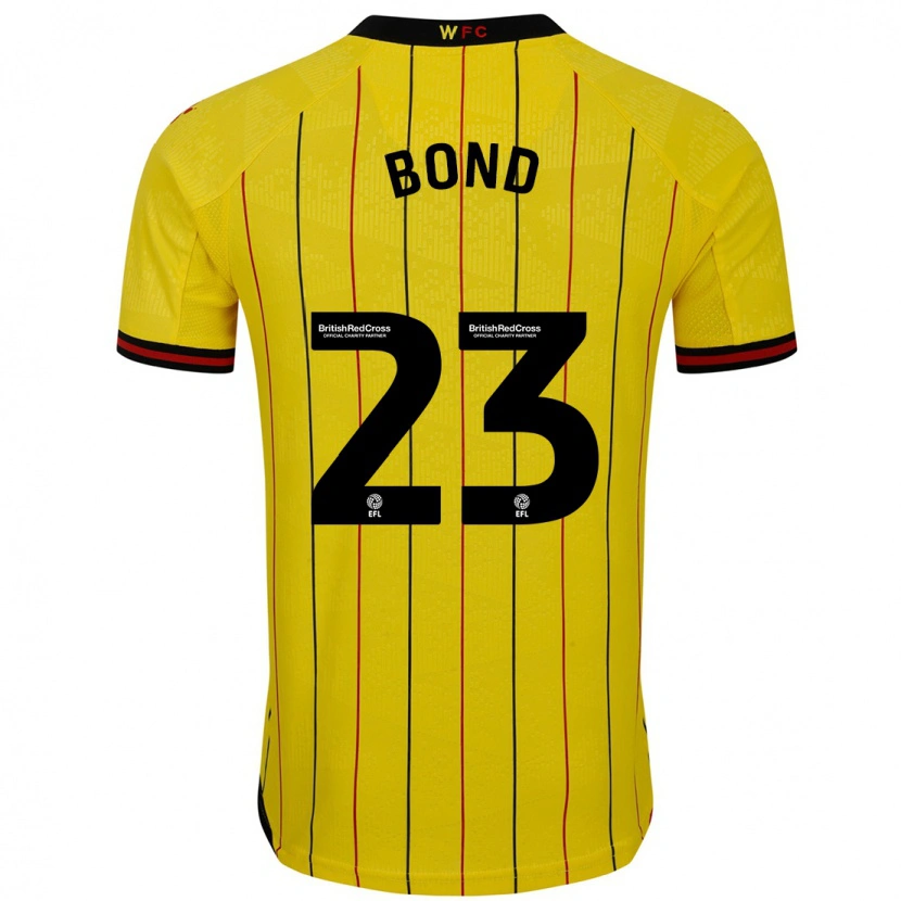 Danxen Enfant Maillot Jonathan Bond #23 Jaune Et Noir Tenues Domicile 2024/25 T-Shirt