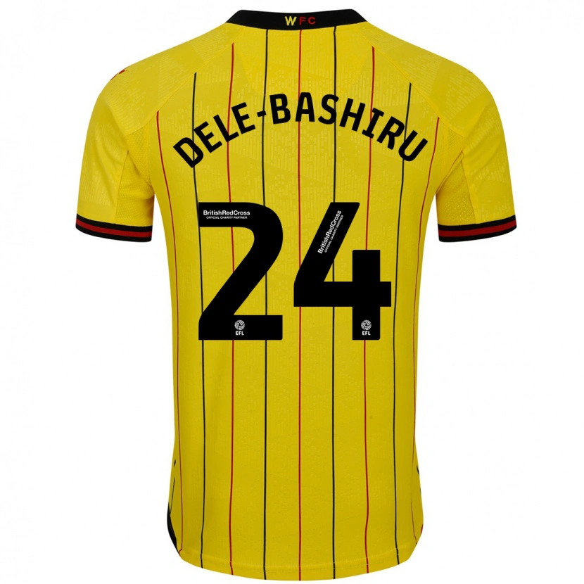 Danxen Enfant Maillot Tom Dele-Bashiru #24 Jaune Et Noir Tenues Domicile 2024/25 T-Shirt