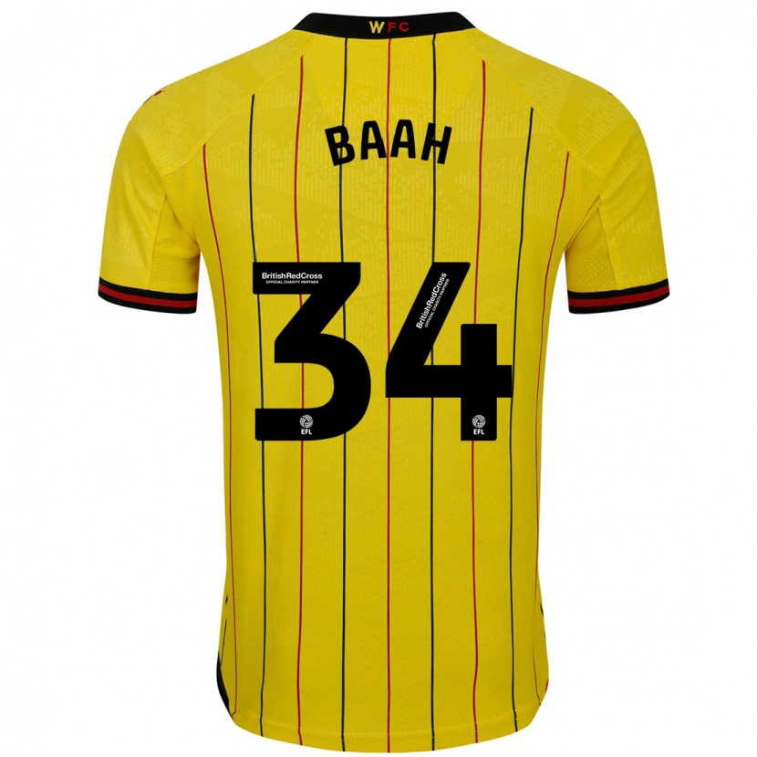 Danxen Enfant Maillot Kwadwo Baah #34 Jaune Et Noir Tenues Domicile 2024/25 T-Shirt