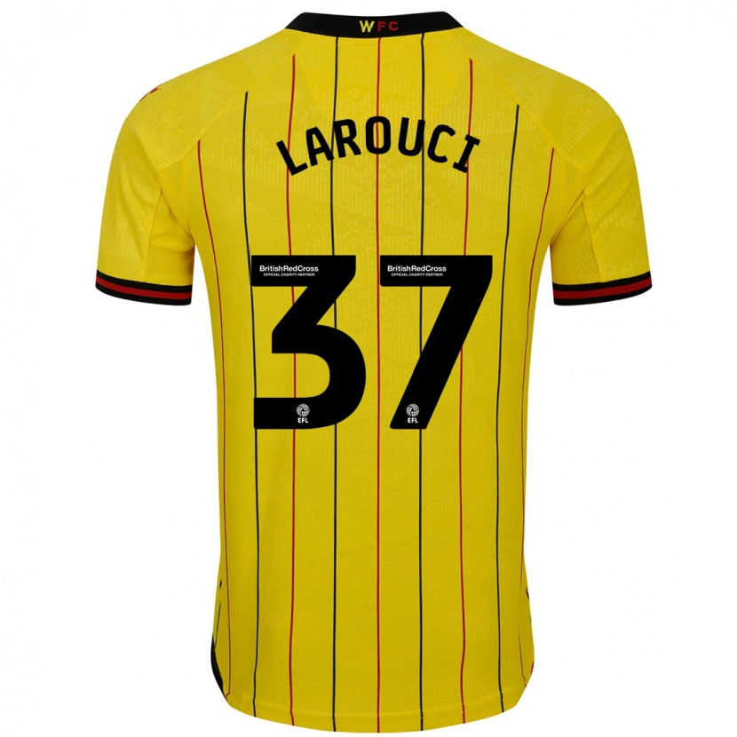 Danxen Enfant Maillot Yasser Larouci #37 Jaune Et Noir Tenues Domicile 2024/25 T-Shirt