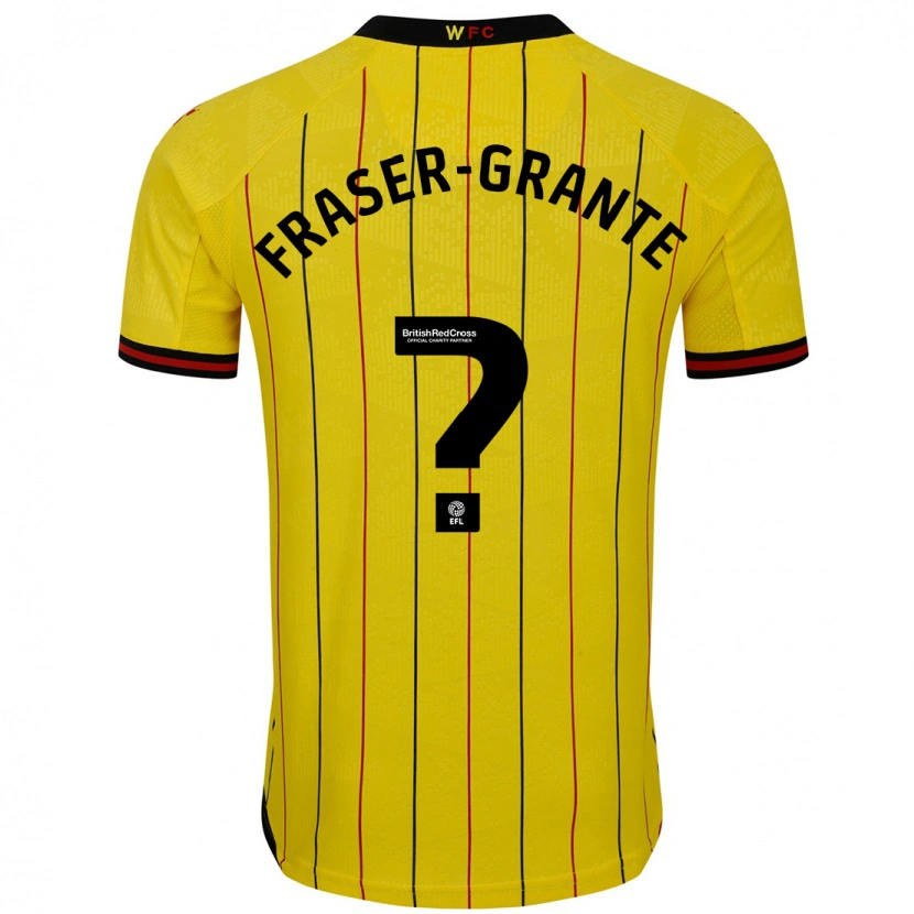 Danxen Enfant Maillot Zak Fraser-Grante #0 Jaune Et Noir Tenues Domicile 2024/25 T-Shirt