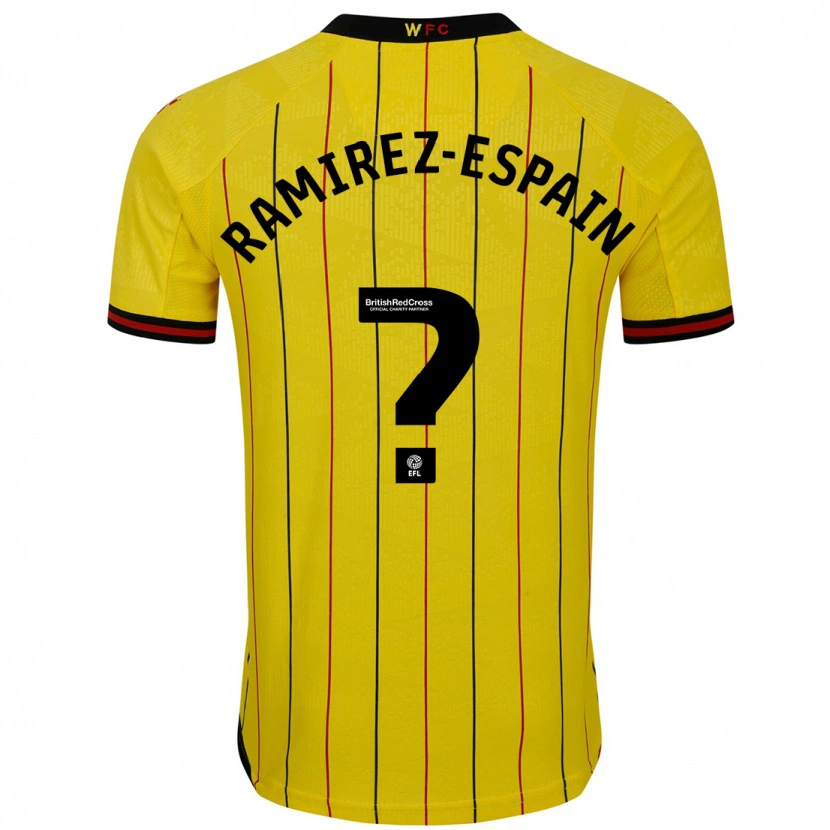 Danxen Enfant Maillot Leo Ramirez-Espain #0 Jaune Et Noir Tenues Domicile 2024/25 T-Shirt