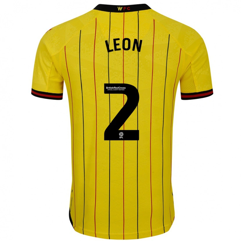 Danxen Enfant Maillot Lucía León #2 Jaune Et Noir Tenues Domicile 2024/25 T-Shirt