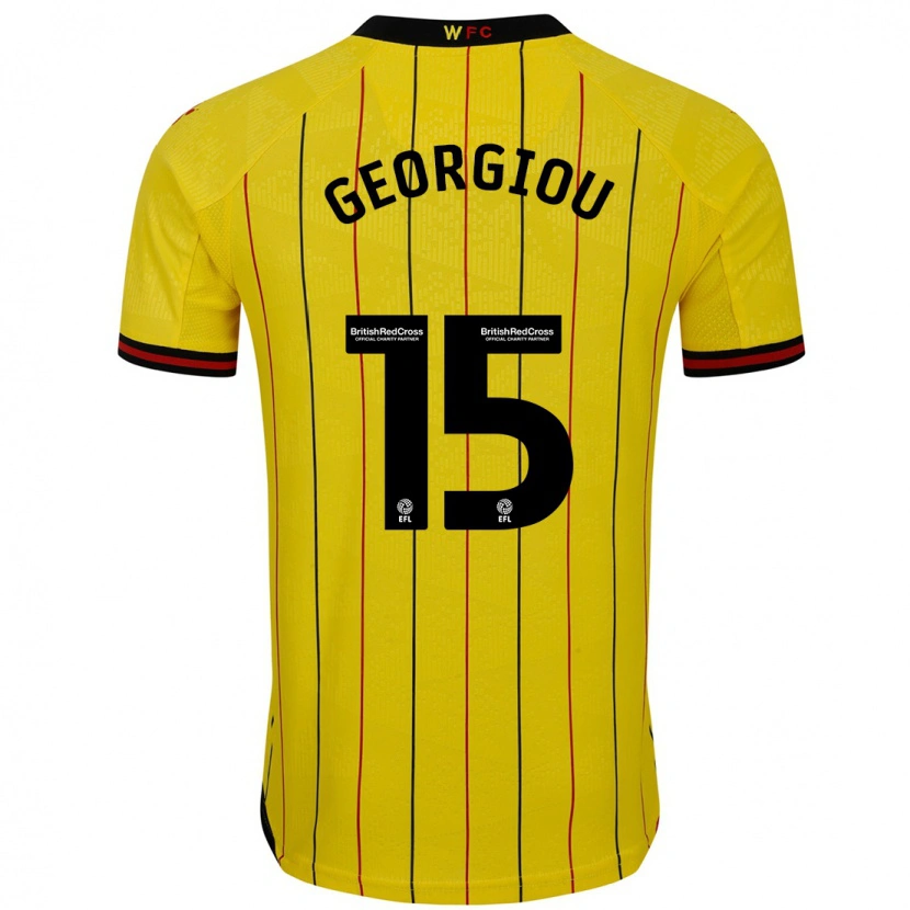 Danxen Enfant Maillot Andria Georgiou #15 Jaune Et Noir Tenues Domicile 2024/25 T-Shirt