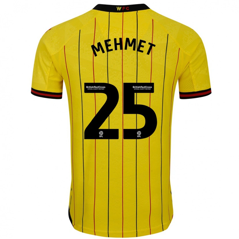 Danxen Enfant Maillot Melis Mehmet #25 Jaune Et Noir Tenues Domicile 2024/25 T-Shirt