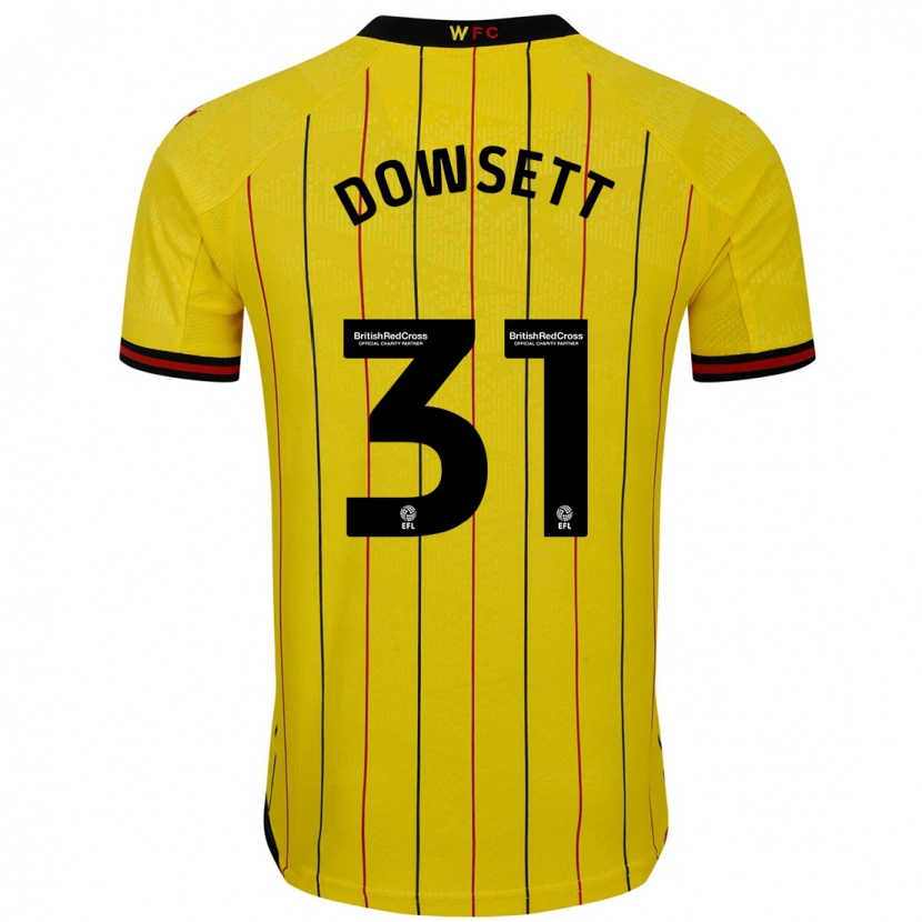 Danxen Enfant Maillot Rebekah Dowsett #31 Jaune Et Noir Tenues Domicile 2024/25 T-Shirt