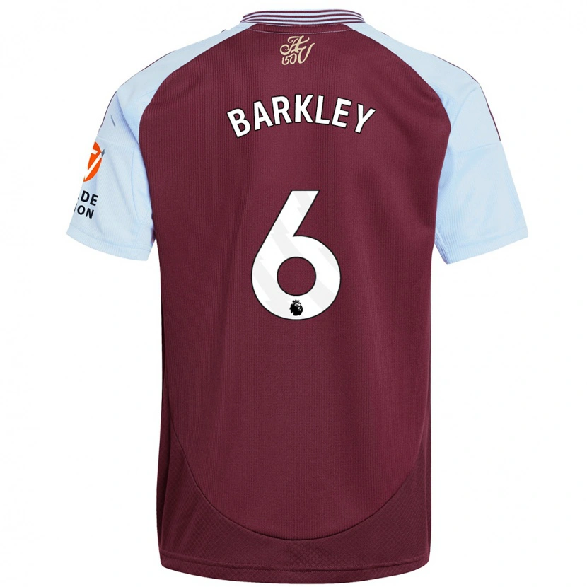 Danxen Enfant Maillot Ross Barkley #6 Bordeaux Bleu Ciel Tenues Domicile 2024/25 T-Shirt