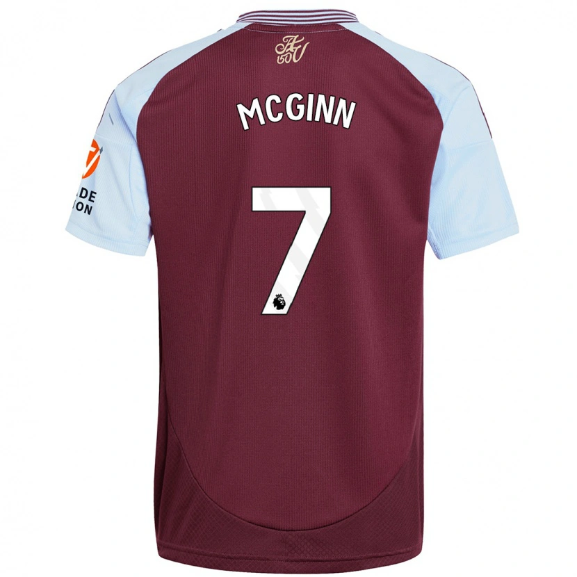 Danxen Enfant Maillot John Mcginn #7 Bordeaux Bleu Ciel Tenues Domicile 2024/25 T-Shirt