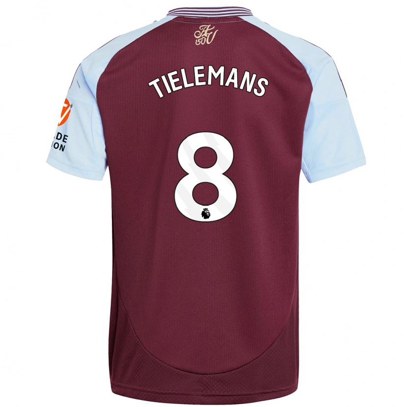 Danxen Enfant Maillot Youri Tielemans #8 Bordeaux Bleu Ciel Tenues Domicile 2024/25 T-Shirt