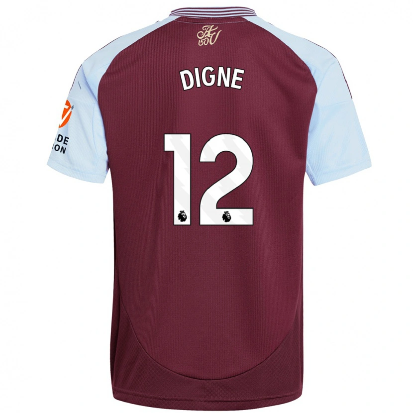 Danxen Enfant Maillot Lucas Digne #12 Bordeaux Bleu Ciel Tenues Domicile 2024/25 T-Shirt