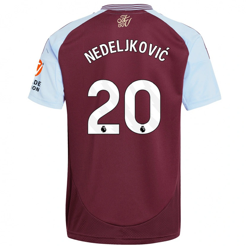 Danxen Enfant Maillot Kosta Nedeljkovic #20 Bordeaux Bleu Ciel Tenues Domicile 2024/25 T-Shirt