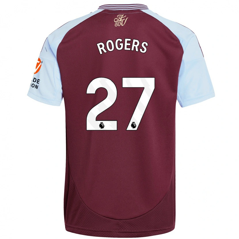 Danxen Enfant Maillot Morgan Rogers #27 Bordeaux Bleu Ciel Tenues Domicile 2024/25 T-Shirt