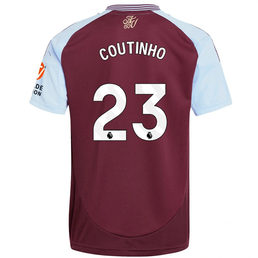 Danxen Enfant Maillot Philippe Coutinho #23 Bordeaux Bleu Ciel Tenues Domicile 2024/25 T-Shirt