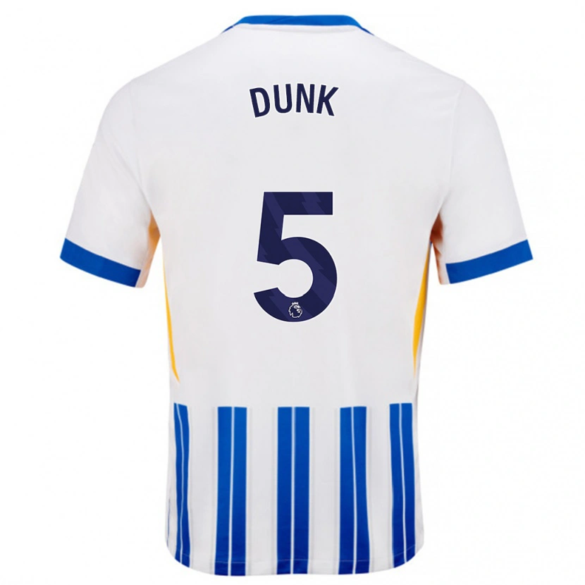 Danxen Enfant Maillot Lewis Dunk #5 Blanc Bleu À Rayures Fines Tenues Domicile 2024/25 T-Shirt