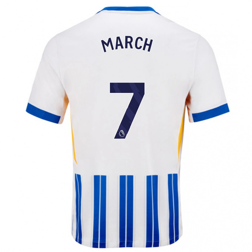 Danxen Enfant Maillot Solly March #7 Blanc Bleu À Rayures Fines Tenues Domicile 2024/25 T-Shirt