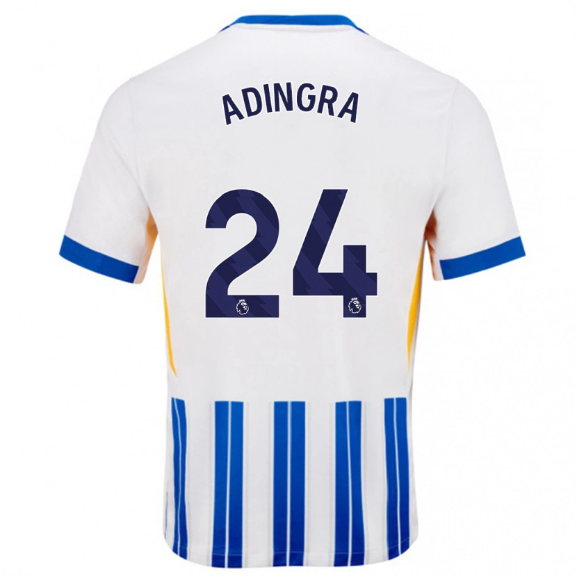 Danxen Enfant Maillot Simon Adingra #24 Blanc Bleu À Rayures Fines Tenues Domicile 2024/25 T-Shirt