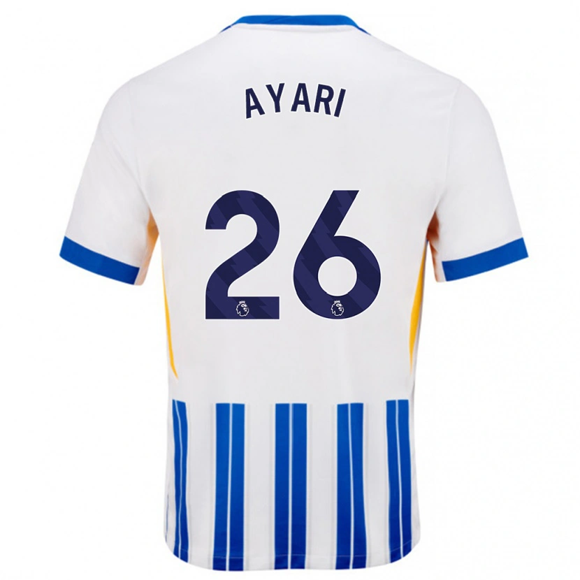 Danxen Enfant Maillot Yasin Ayari #26 Blanc Bleu À Rayures Fines Tenues Domicile 2024/25 T-Shirt