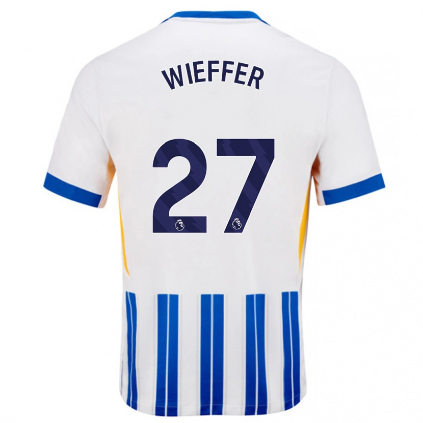 Danxen Enfant Maillot Mats Wieffer #27 Blanc Bleu À Rayures Fines Tenues Domicile 2024/25 T-Shirt