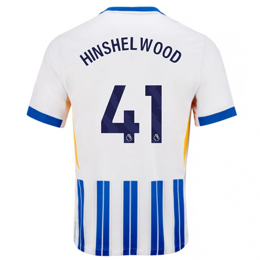 Danxen Enfant Maillot Jack Hinshelwood #41 Blanc Bleu À Rayures Fines Tenues Domicile 2024/25 T-Shirt