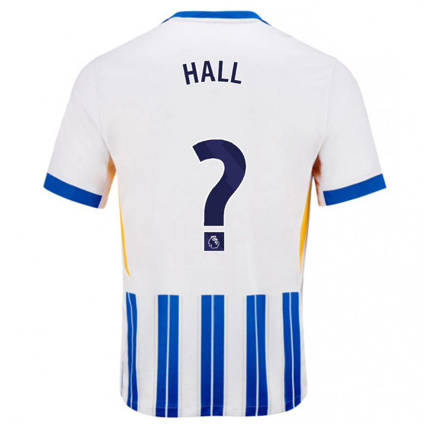 Danxen Enfant Maillot Steven Hall #0 Blanc Bleu À Rayures Fines Tenues Domicile 2024/25 T-Shirt