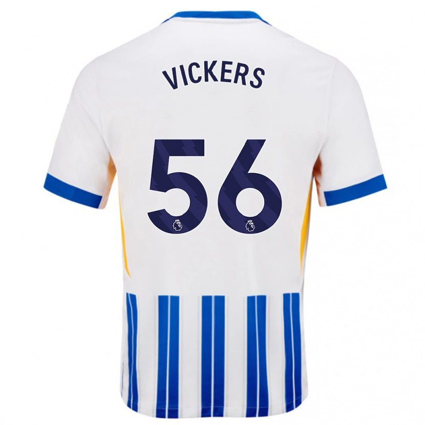 Danxen Enfant Maillot Caylan Vickers #56 Blanc Bleu À Rayures Fines Tenues Domicile 2024/25 T-Shirt