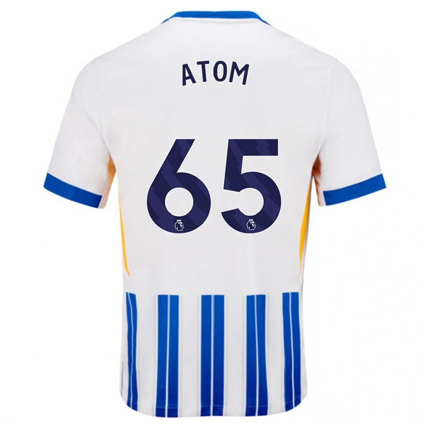 Danxen Enfant Maillot Noel Atom #65 Blanc Bleu À Rayures Fines Tenues Domicile 2024/25 T-Shirt