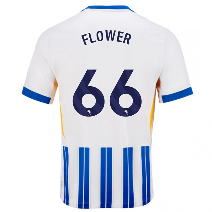 Danxen Enfant Maillot Louis Flower #66 Blanc Bleu À Rayures Fines Tenues Domicile 2024/25 T-Shirt