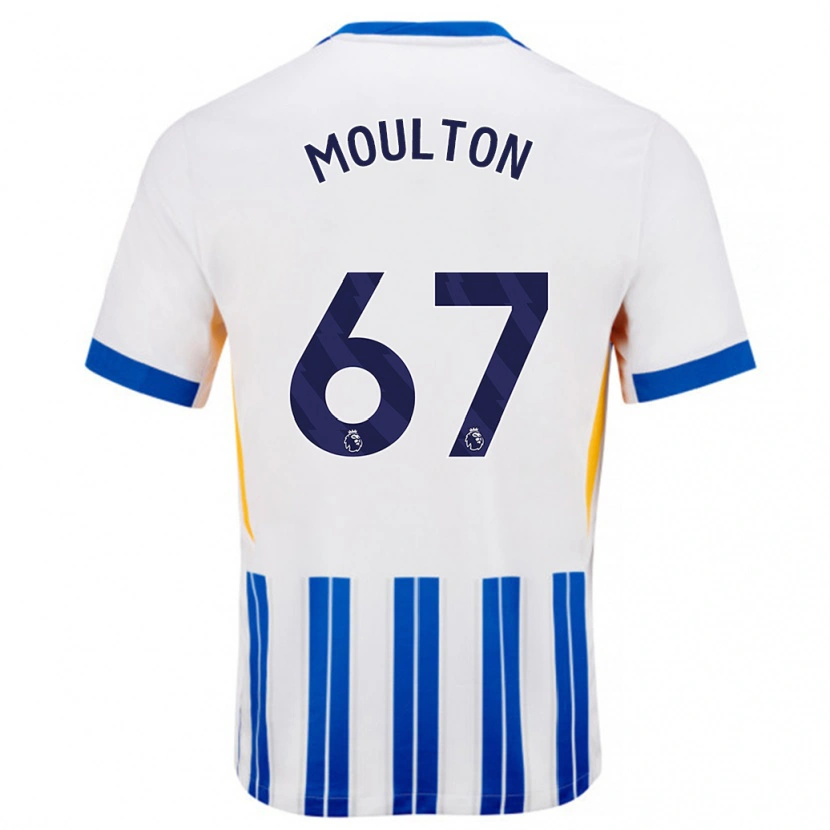 Danxen Enfant Maillot Remiero Moulton #67 Blanc Bleu À Rayures Fines Tenues Domicile 2024/25 T-Shirt