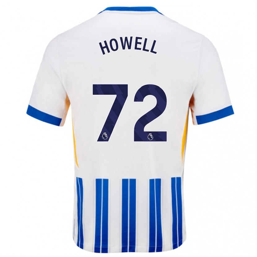 Danxen Enfant Maillot Harry Howell #72 Blanc Bleu À Rayures Fines Tenues Domicile 2024/25 T-Shirt