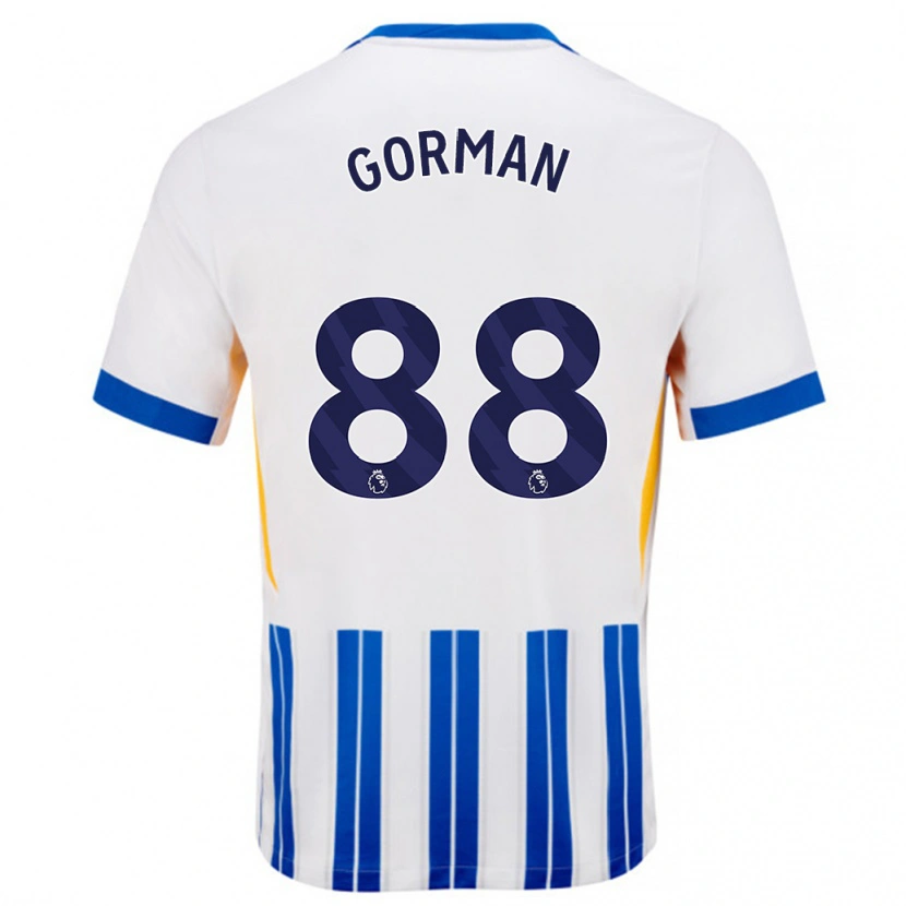 Danxen Enfant Maillot Ronnie Gorman #88 Blanc Bleu À Rayures Fines Tenues Domicile 2024/25 T-Shirt