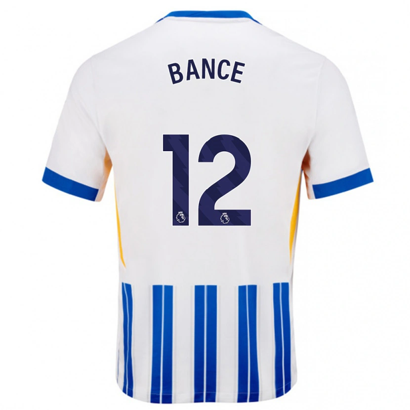 Danxen Enfant Maillot Libby Bance #12 Blanc Bleu À Rayures Fines Tenues Domicile 2024/25 T-Shirt