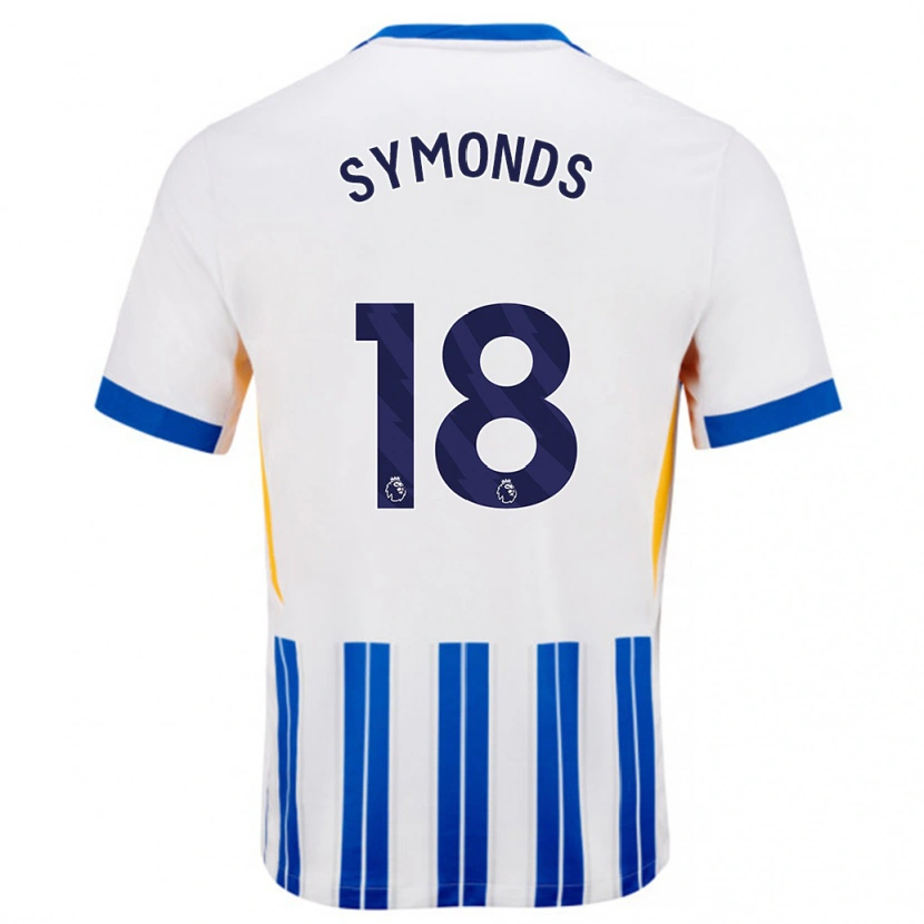 Danxen Enfant Maillot Maisie Symonds #18 Blanc Bleu À Rayures Fines Tenues Domicile 2024/25 T-Shirt