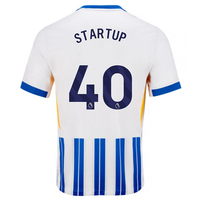 Danxen Enfant Maillot Katie Startup #40 Blanc Bleu À Rayures Fines Tenues Domicile 2024/25 T-Shirt