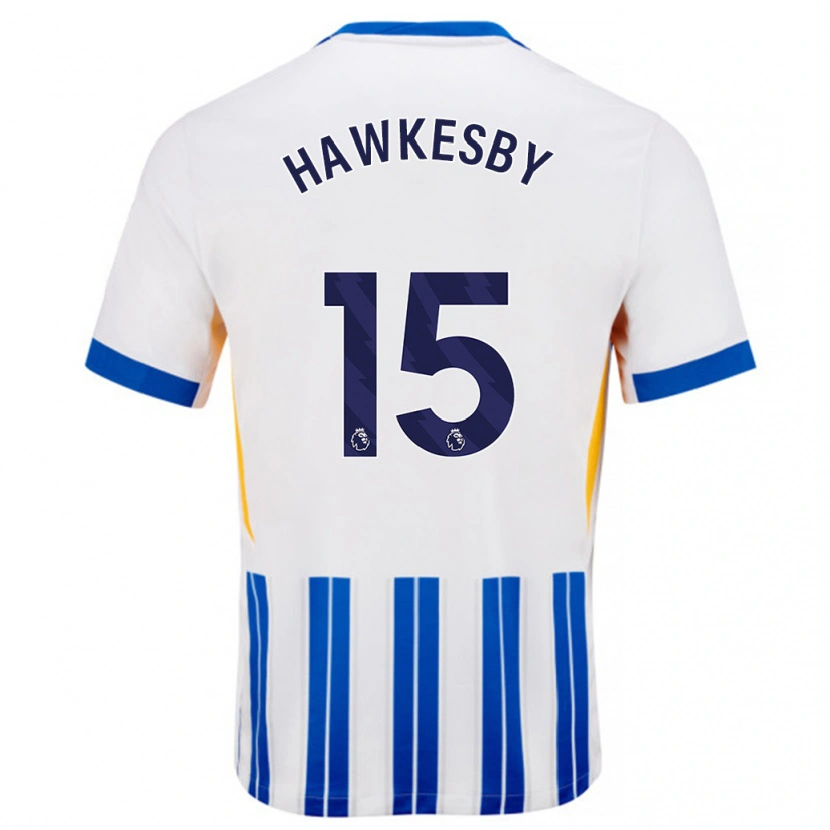 Danxen Enfant Maillot Mackenzie Hawkesby #15 Blanc Bleu À Rayures Fines Tenues Domicile 2024/25 T-Shirt