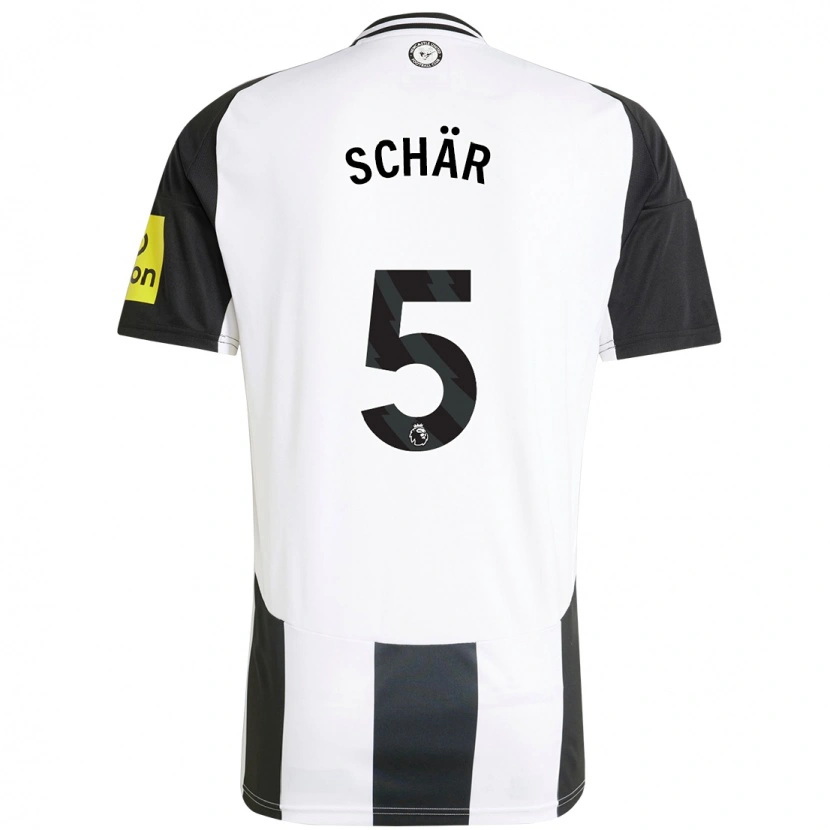 Danxen Enfant Maillot Fabian Schär #5 Blanc Noir Tenues Domicile 2024/25 T-Shirt