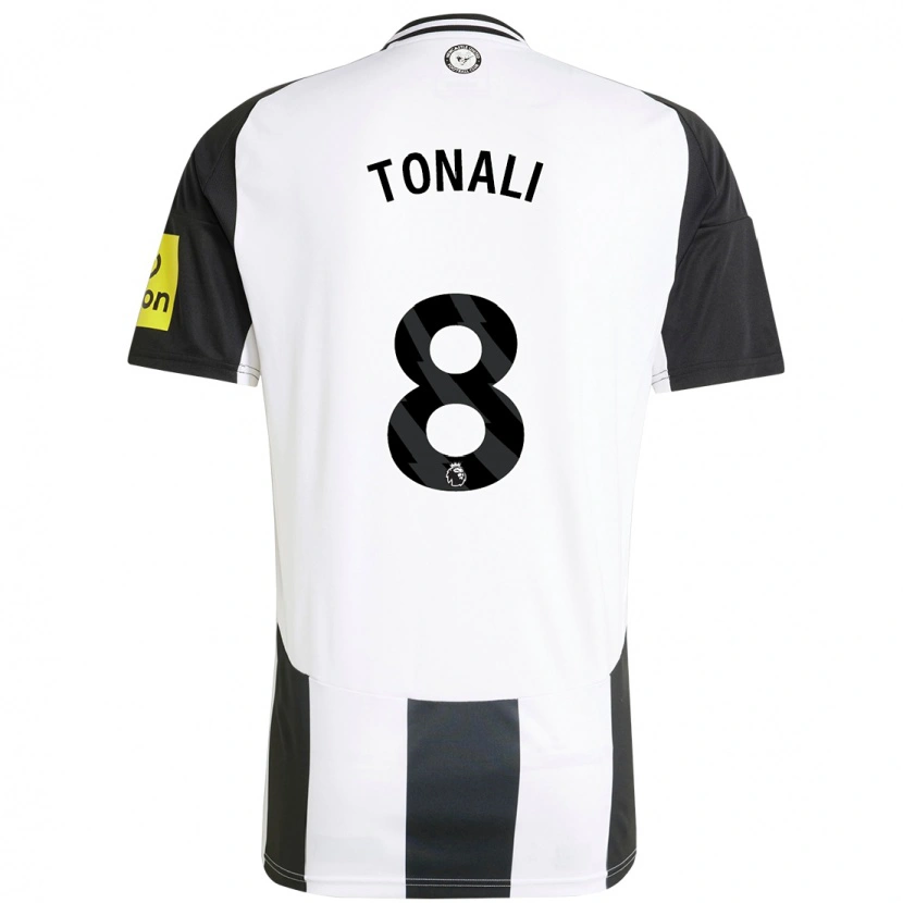 Danxen Enfant Maillot Sandro Tonali #8 Blanc Noir Tenues Domicile 2024/25 T-Shirt