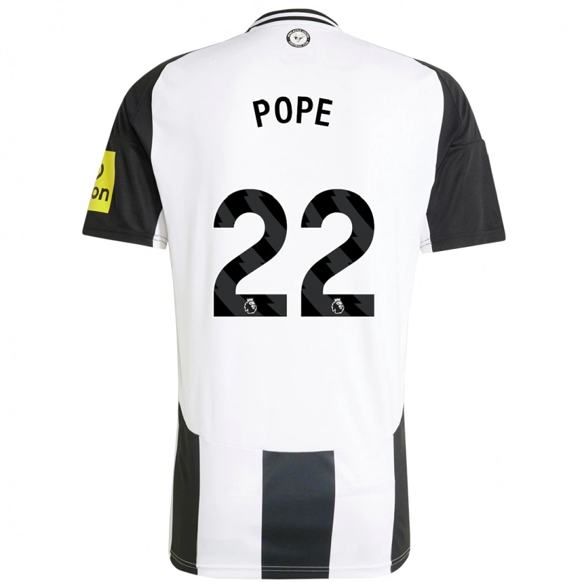 Danxen Enfant Maillot Nick Pope #22 Blanc Noir Tenues Domicile 2024/25 T-Shirt