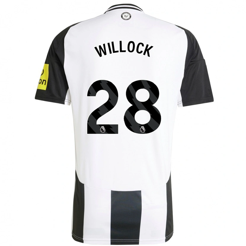 Danxen Enfant Maillot Joe Willock #28 Blanc Noir Tenues Domicile 2024/25 T-Shirt